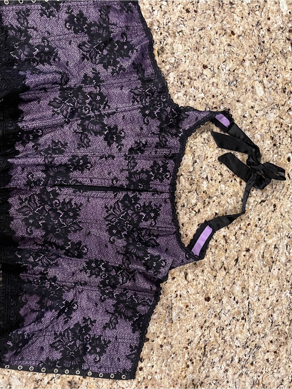 Purple Lace Overlay Halter Dress